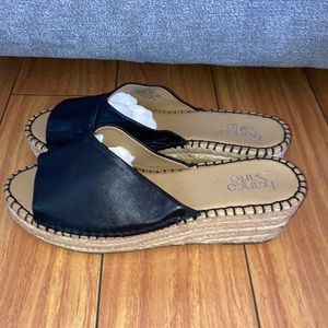 Franco Sarto Leather Espadrille Wedge Slip-on 8.5 NWOT